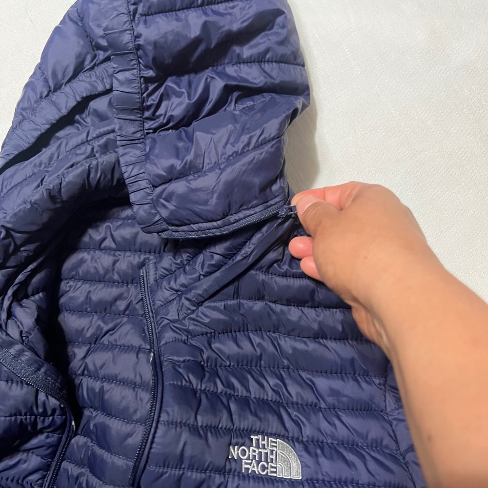 The North Face Summit Series Navy Blue Puffer Jacket Detachable Hood Mens Medium - Picture 9 of 12